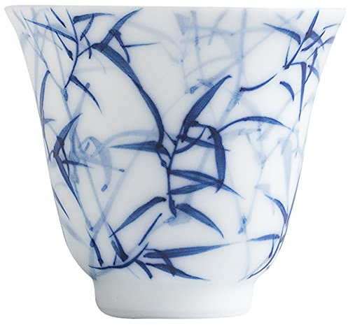 XDAWQP 1 Tasse en Porcelaine Bleue et Blanche Peinte à la Main de 40 ML, Tasse à thé Zen, Bol Puer, Service à thé Chinois