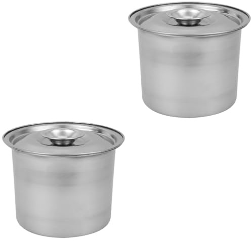 Alipis 2piezas Contenedor De Helado Inoxidable Tapa Para Almacenamiento De Postres Recipiente Reutilizable Para Congelador Para Uso Casa y Restaurantes