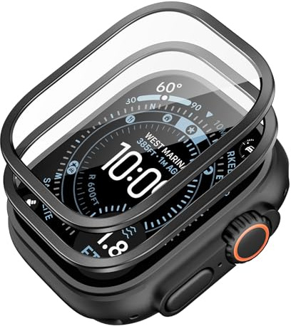 ESR Armorite Skärmskydd för Apple Watch Ultra 3/2/1 (2025/2024/2023/2022, 49 mm), Militärskydd, Härdat glas, Aluminiumram, Anti-reporspärr, Svart