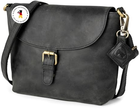 Berliner Bags Vintage Umhängetasche Catalina, Mittelgroße Crossbody Bag aus Leder, Schultertasche mit Magnetverschluss, Handtasche für Damen - Dunkelgrau