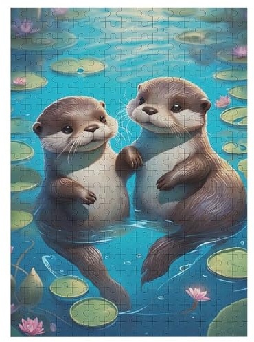 300 Teile Puzzle Für Erwachsene, Otter -Puzzles, Kinder HolzPuzzle, Kreatives Puzzle, Geschenk Für Freunde Und Familie 42×30cm
