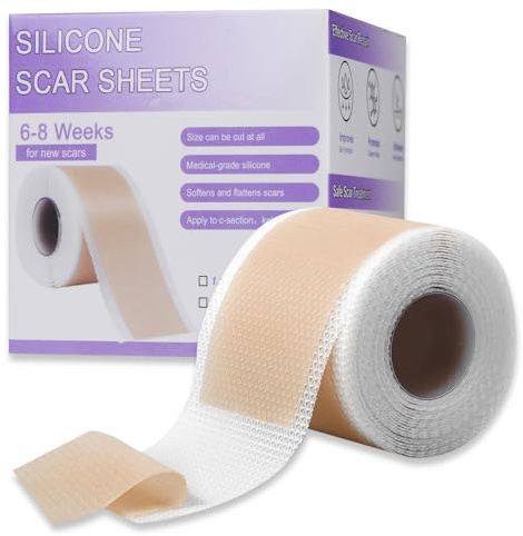 Silicone Scar Sheets for C-Section & Surgery - 2M Roll (1.6x80) - Reusable & Hypoallergenic Scar Tape to Fade Scars from Acne, Burns, Keloid | Doctor Recommended