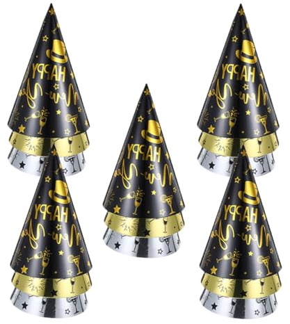 HEALSOPTHY 15 Piezas Sombreros Fiesta Fin de Año Negro y Plata Gorras Divertidas para Celebraciones Año Decoración y Disfraz para Adultos