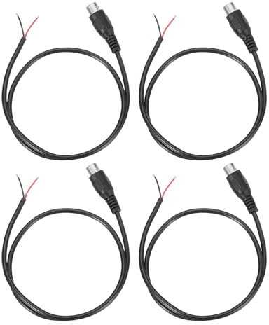 sourcing map 1.6FT RCA to Bare Wire Speaker Cable, 22AWG Replacement Black RCA Female Plug to Open End Pigtail Audio Cable Connector Adapter for Amplifier, Home Audio Speakers, Pack of 4