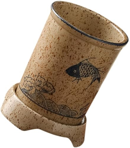 SHINEOFI Portautensili da Cucina in Ceramica Stile Giapponese, Porta Bacchette e Cucchiai Fori di Drenaggio, Custodia Robusta per Utensili da Banco, Organizer per Posate e Accessori Cucina