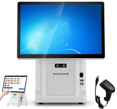 Eastnmythet Caisse Enregistreuse POS, écran Tactile 15,6 Pouces avec Imprimante de Reçus, Idéale pour Les Petites Entreprises et Les Restaurants. 8 Go de RAM et 128 Go de SSD Single Screen