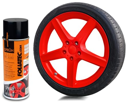 FOLIATEC pellicola spray per cerchi auto, vernice spray, bomboletta spray staccabile, buona copertura, Rosso Lucido, 1 x 400 ml