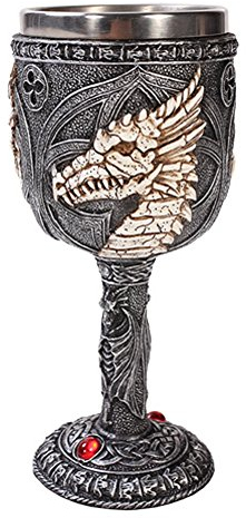 Bone Dragon Fantasy Verre à vin Calice médiéval Réservoir en acier inoxydable Insert NEUF