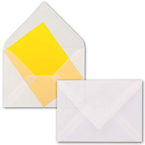 50x Briefumschläge DIN B6-125 x 176 mm - Transparent-Weiß - Durchsichtige Umschläge - EXTRA QUALITÄT - 92 g/m² - milchig transparent - Nassklebung