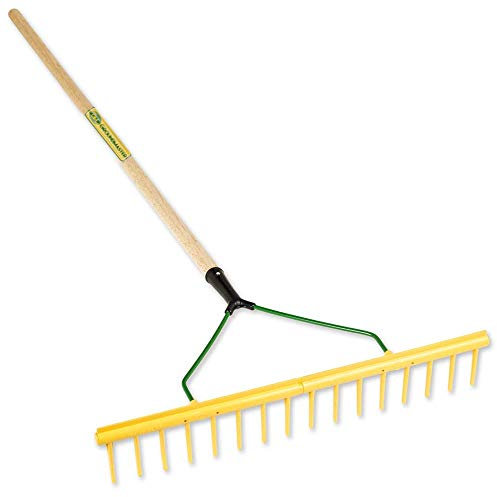 GroundMaster 16-Tine Polyproylene Rake - 60 Hardwood Shaft Durable Garden Tool