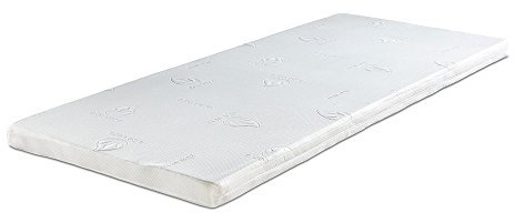 ELONEO Spar-Set Matratzen Topper (7cm) + Nackenstützkissen, Visko Topper, Schlafkissen u. Matratzenauflage, Memory Schaum, inkl. Aloe Vera Bezug (Visko-Mineralschaum, 100x200 cm)