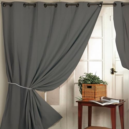 HomeMaison Vorhang, 100% Blickdicht, flammwidrig, M1 Nicht Feuer, Polyester, Grau, 180 x 140 cm