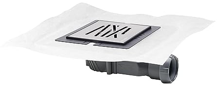 Wirquin 30723966 Bonde à chaper Slim extra plate avec platine et bâche d'étanchéité, gris