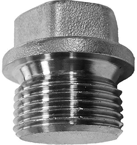 Verschluss Schraube aus V4A Edelstahl 1 1/4 Zoll AG DN32 Außengewinde Außendurchmesser 42mm Gewinde Fitting Trinkwasser geeignet Rohr Verschraubung End Stück Abschluss Stopfen