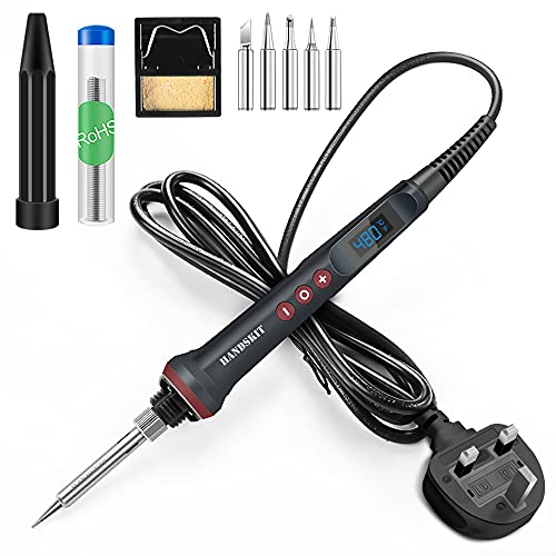 Electronics Soldering Iron Kit, [Upgraded] Soldering Iron 220V 90W LCD Digital Portable Soldering Kit 180-480℃(356-896℉), Welding Tools with ON/Off Switch, Auto-Sleep, Thermostatic Design