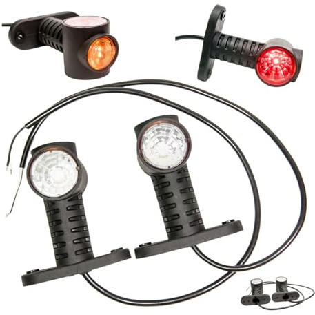 Web Truck 2 x LED Gummi Begrenzungsleuchte Seitenleuchte 12V 24V mit E-Prüfzeichen Positionsleuchte Auto LKW PKW Wohnwagen KFZ Lampe Leuchte Licht Weiß Rot Orange