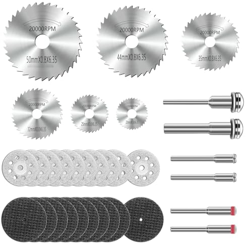 Trennscheiben Set für Dremel Zubehoer, 32Pcs Sägeblatt, Mini Diamant Schneidscheiben, Kreissägeblatt Schneidräder mit 3mm Schaft für das Schneiden von Holz, Kunststoff, Stein, Metall