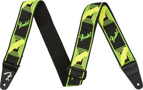 Fender »NEON MONOGRAM STRAP« Nylon Gitarrengurt - 5cm - Farbe: Grün/Gelb, Neon Monogrammed Strap, L