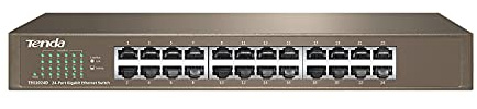 Tenda Commutateur réseau Gigabit Ethernet 24 Ports Non géré (sans Ventilateur, Plug and Play, Montage Mural/Rack, Protection Contre la Foudre 6 KV, boîtier en Acier) (TEG1024D)