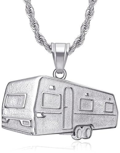 BOBIJOO Jewelry - Pendentif Camping Roulotte Verdine Caravane Gitan Voyageur Acier Inoxydable Argenté