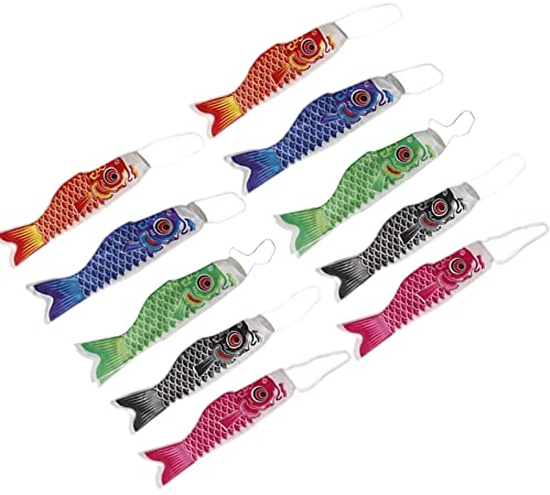 MagiDeal 10 Pièces Carpe Japonaise Manche à Air Streamer Poisson Drapeau Cerfs-Volant 40cm