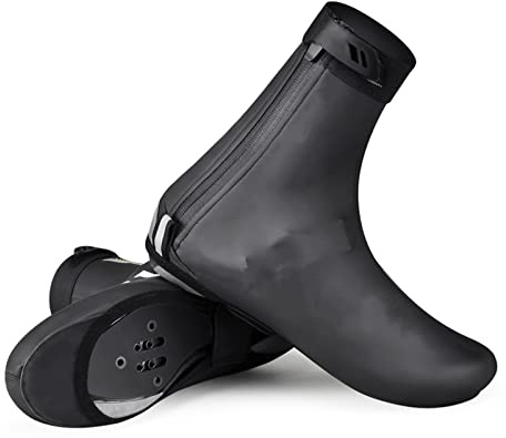 Fleece Cycling Shoe Covers Riding Overshoes Windproof Waterproof Dustproof Thermal Road Bike Cycle Boot Cover Warm Protector with Zipper,M(38-41)