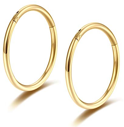 Gold Scharnier 20g Nasenpiercing Ring Hoops Clicker 10mm Schläfer Ohrring Conch Ohrknorpel Piercing Hoop Ohrringe 2pcs