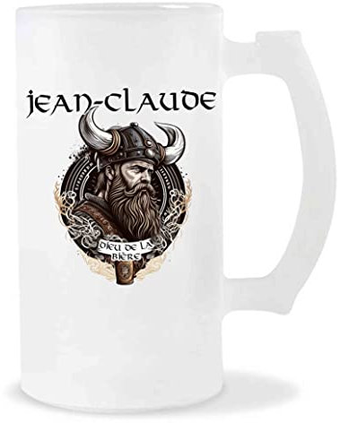 Planetee Chope de Bière Jean-Claude Design Viking | Verre à bière pinte Cadeau Apéro Humour alcool pour amateur de bière