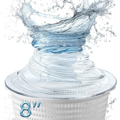 The Skimmie Cyclone (Skimmer Basket NOT Included) - Turbocharges Pool Skimmer Water Flow - Improves Pool Surface Cleaning & Debris Removal - 8 Funnel Design Works with Any Pool Water Level