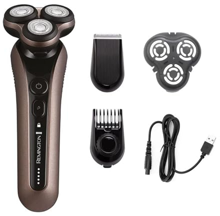 Remington X9 Limitless Men's Electric Shaver (Cordless, Wet & Dry, Rotary, 360° PivotBall, Flexible Shaving Heads, Detail Trimmer, Turbo Mode, USB, 60-Minute Usage, 90-Minute Charge with LED) XR1790