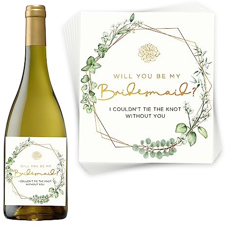 Joyfulmap Weinetiketten für Brautjungfern 8er Set (6 Brautjungfern-Etiketten und 2 Aufkleber für die Trauzeugin) für Ihre Brautparty, Bachelorette Party | I COULDN'T T TIE THE KNOT WITHOUT YOU