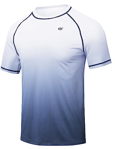 Huayuzh Herren UV Shirt Rashguard T-Shirt Schwimm Shirt Schnelltrocknend Leicht Atmungsaktiv Surfen Angeln Wandern Top