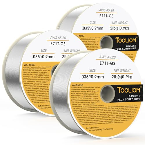 TOOLIOM E71T-GS 0,88,9 cm Durchmesser, 0,9 kg Spule, Flux-Kern, selbstgeschirmter Kohlenstoffstahl, MIG-Schweißdraht, 3 Stück