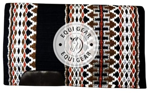 EQUIGEAR Western Ranch Horse Satteldecke aus neuseeländischer Wolle, Western-Design, handgefertigte Satteldecke, Wollpolster, Sensor Flex (Anpassung möglich), WQ96 (34x34)