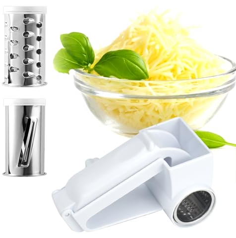DIKEBAO Grattugia Formaggio Manuale Con 3 Fogli Rimovibili a Manovella - Professionale per Formaggi Duri, Noci e Cioccolato