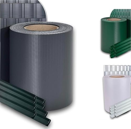 Enjoy Quality Premium – 450 g/kvm insynsskyddsremsor/staketfolie 35 x 19 cm, inklusive fästklämmor, stångmatta, staket, vindskydd/väderbeständig insynsskydd, anti-blekning (mossgrön) (2, antracit)