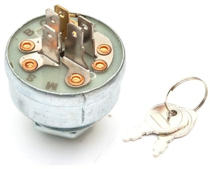 Ignition Starter Switch With Keys 5 Spade Terminal Compatible Replacement For MTD 725-0267A Ride On Lawn Mower Lawnmower Tractor