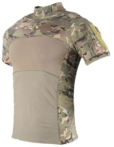 KINROCO Taktisch T-Shirt Herren Kurzarm Combat Shirt Hemd Kampfsport Paintball Military Hemd Camouflage Shirt Sommer(Size:XXL,Color:CP)