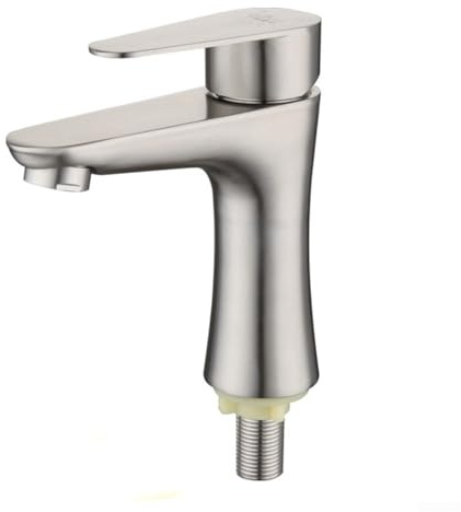 Kaltwasserhahn, Edelstahl, Einhebel-Kaltwasser-Wasserhahn, Ersatz für Badezimmer, Waschbecken, Gäste-WC, für Küche, Badezimmer