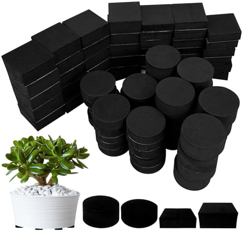 80 Pièces Pied Pot de Fleur Invisible, Auto-adhésif Antiderapant Pied Pot de Patin pour Surélever Les Plantes Intérieur Et Extérieur, Pieds de Meubles pour éviter Les Rayures sur Le Sol（Rond, Carré）