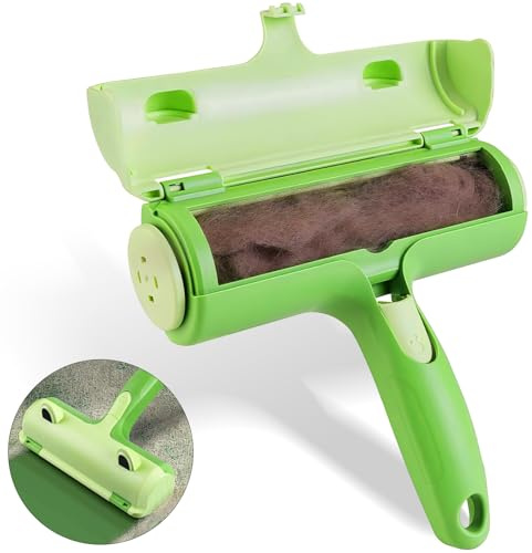 Pet Hair Remover Roller,Lint Rollers for Pet Hair,Portable Cat and Dog Hair Remover and Scraper with Self-Cleaning Base,Lint Rollers for Dogs,Cats, Rabbits, Hamsters.(Frog Shaped Green)