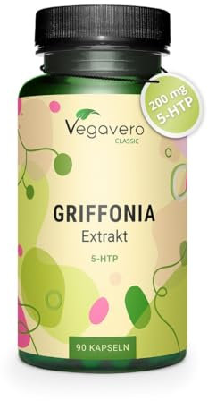 5-HTP GRIFFONIA | Dosage Élevé : 500 mg Extrait Griffonia | Anti Stress + Humeur | 20% de 5HTP | Vegan & Sans Additifs | 90 Gélules | Vegavero®