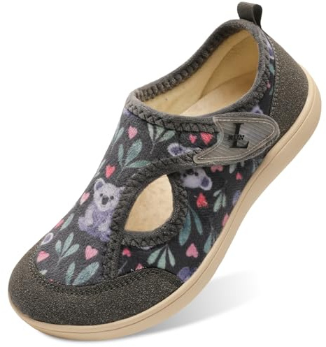 L-RUN Diabetic Slipper for Women Wide Width Warm Plush Fleece Arthritis Edema Swollen Diabetic House Shoes Grey 7 Wide