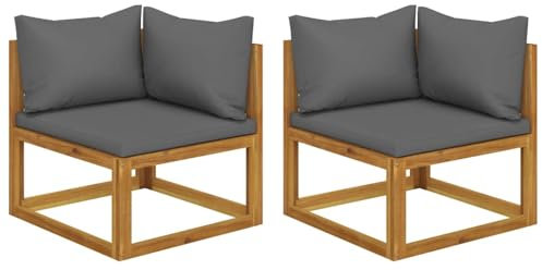 Xichuzi Ecksofas 2 STK. Modular mit Kissen Massivholz Akazie, Lounge Sofa Outdoor, Garten Loungemöbel, Gartensofa, Gartenlounge - 318551
