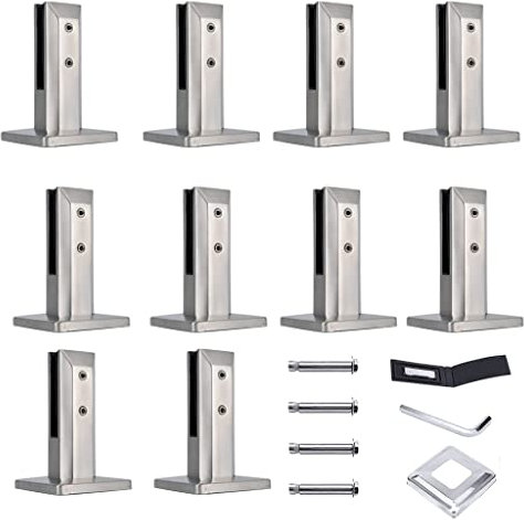 KLJUddGY Pince à Verre 10 pièces Support en Verre Pinces à Verre Rondes en Acier Inoxydable pour escaliers de Garde-Corps, Portes en Verre 8-16mm Pince de Sol en Verre réglable Plus Beau