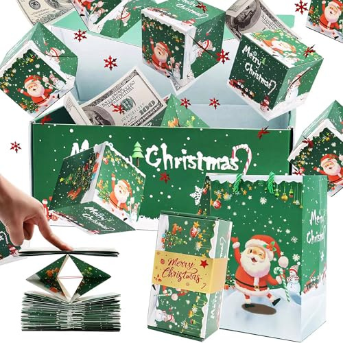 Überraschungsbox, 10 Box Explosionsbox Weihnachten, Pop Up Geldgeschenk Surprise Box, Faltbar Geschenkbox Weihnachten, DIY-Foto-Geld Mystery Box, für Ihre Familie, Kinder, Freund (A)