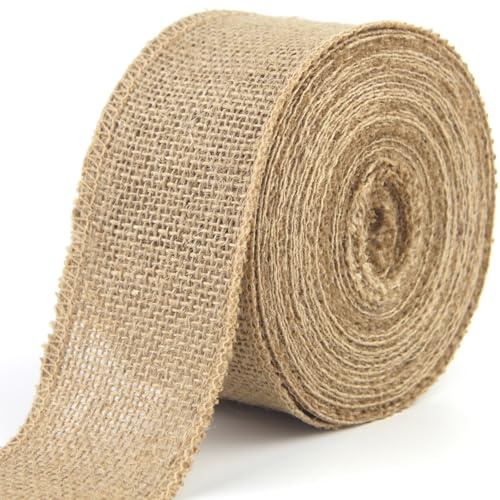 Juteband 6 cm breit, 10 m Natur Geschenkband, Vintage Sackleinenban Burlap Band für Hochzeitsdekoration, Geschenkverpackung und Bastelarbeiten (6 cm)