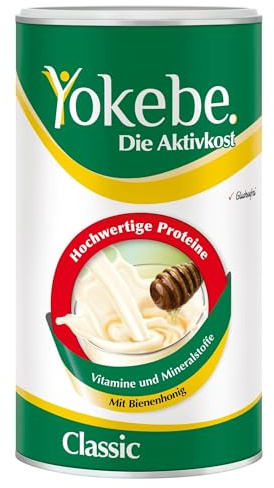 YOKEBE Classic Diätshake zum Abnehmen - Mahlzeitersatz - Glutenfrei - 500 g | Glutenfreier Protein-Shake mit Bienenhonig zur Gewichtsabnahme, mit Vitaminen & Mineralstoffe, nur 247 kcal pro Portion