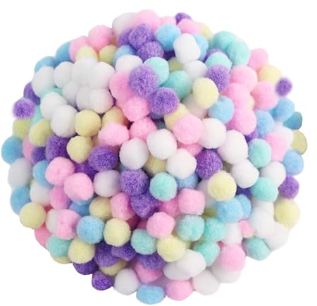 200 Piezas Pompones de Colores para Manualidades 2 cm - Set de 6 Colores Pastel con Pompones Decorativos Suaves | Pompones para Fiestas, Coronas, Accesorios de Pelo & DIY | Estilo Macarón Esponjosos