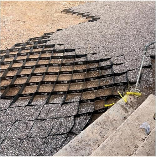 AVLLSO Grille Géotextile Alvéolaire pour Sols Perméables 5-10cm d'Épaisseur, Stabilisateur de Pente pour Camping-Car et Abris Plastiques, Système de Renforcement des Terrains Inclinés(10cm/4 High)